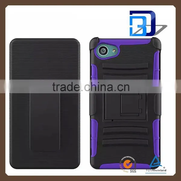 Fashionable Popular Rugged Back Texture PC With Soft TPU and Belt Combo Shockproof Case For Sony Xperia Z5 Mini Fast Delivery photo-4