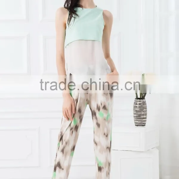 Cheap Price Woman Tops and Pants Colour Combination Suits Tank Tops With Pants Fashion Designs Suits Casual Wear photo-2