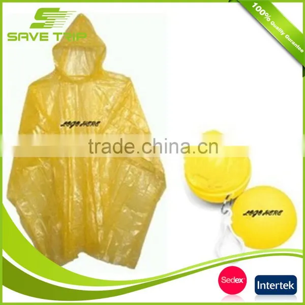 Printed LOGO Mini PE Plastic Rain Poncho Ball With Keyring photo-5