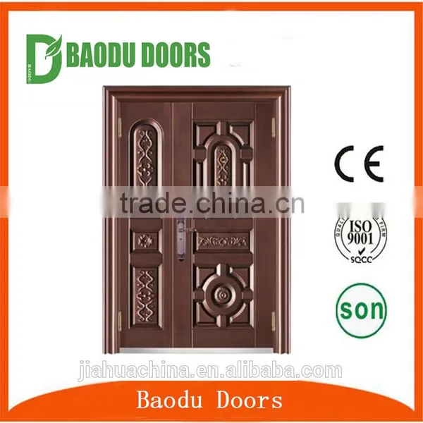 Baodu Brand Cheap Security Door Exterior Commercial Double Steel Doors photo-5