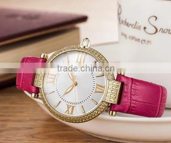 Hot Sale Lady Leather Crystal Wrist Watch With Fashion Style photo-5