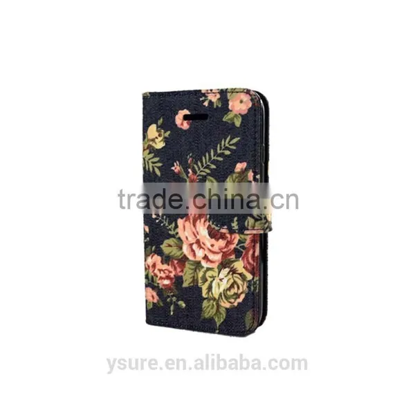 Flower Pattern Fabric Leather Phone Case For Asus Zenfone 2 With PVC ID and Credit Card Slots photo-4
