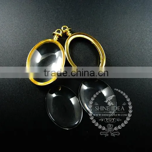 30*40mm Gold Plated Alloy Oval Photo Frame Glass Pendant Charm DIY Bezel Setting With Glass Tray Jewelry Supplies 1850256 photo-3