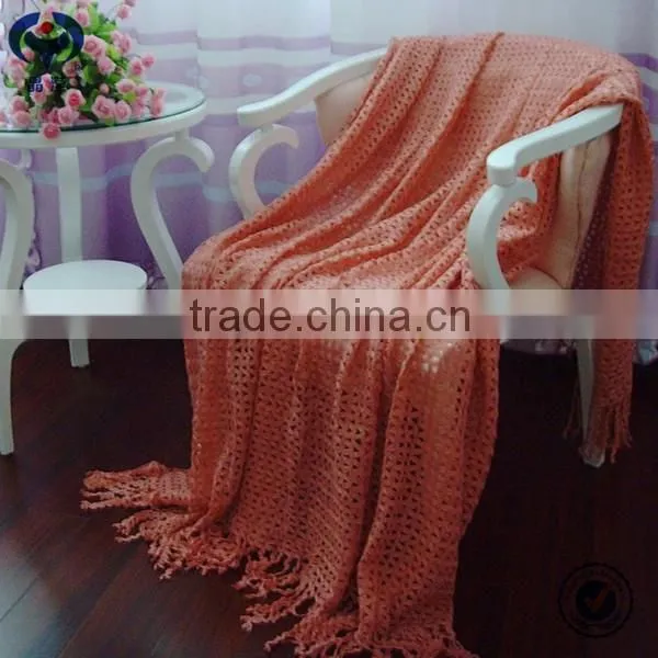 Hot Sale Cable Knitted Throw Blanket With Fringe