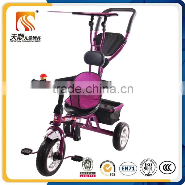 Old Style 3 Wheel Baby Tricycle With Roof and Push Bar Made in China on Sale photo-3