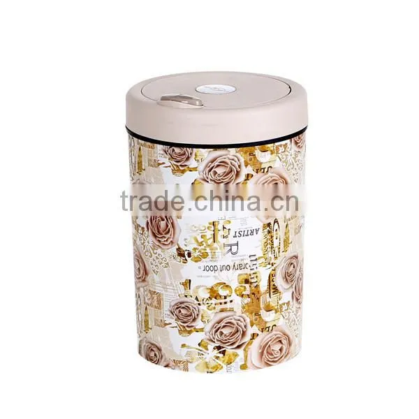 Plastic Open Top Structure Flip Round Trash Can Dustbin Trash Bin 10L photo-3