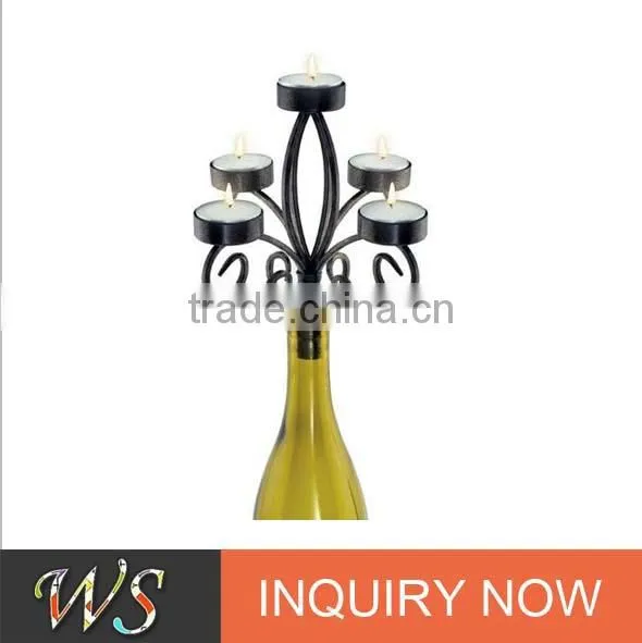 Romantic Novelty Design Fashion Black Metal Wine Bottle Candelabra/best Seller Wedding Candlestick/ Economic Candle Holder