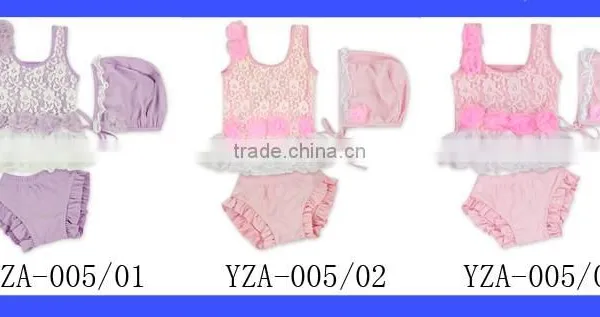 2017 Summer Clothing Set Pink Floral Lace Baby Toddler Girl Swimsuit photo-6