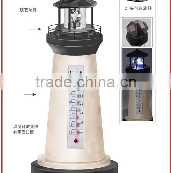 Solar Lighthouse Garden Stake Light With Revolving Beacon Garden Sunlight Solar Lighthouse Garden Decoration With Thermometer photo-3