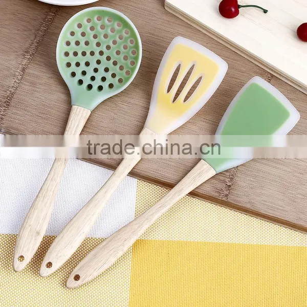 Wooden Handle Silicone Head Top Quality Fashional Style Kitchenware Set photo-5