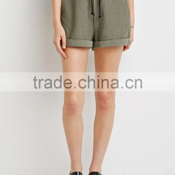 Custom Running Shorts 100% Cotton Colorblocked Drawstring Waist Reversed French Terry Wholesale Women Boy Shorts photo-3