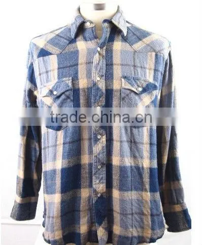 Men Shirt Western Pearl Snap Buttons Heavy FLANNEL Shirt