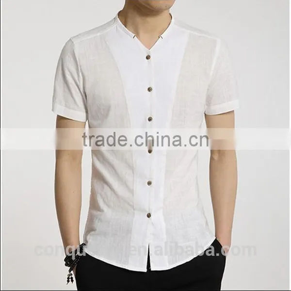 Men's White Linen Shirt HOT! MSRL0044 photo-3