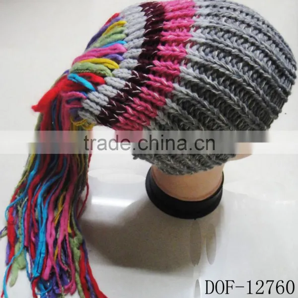 Fashion Most Popular 100%acrylic Crochet Knitted Stripe Hot Cap for Winter in Stock Now! photo-2