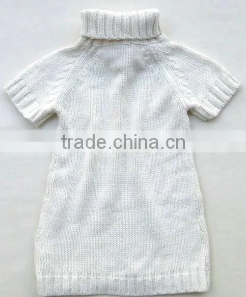 Turtleneck Short Sleeved Girls Children Knitted Pullover photo-2