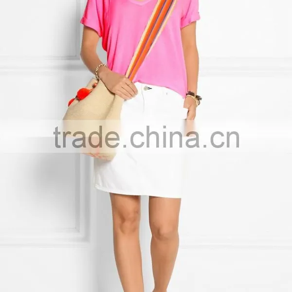 Womens Bright Color V Neck Basic T-shirt photo-2