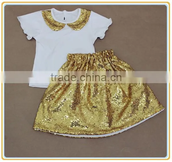 Lovely Kids Baby Girls Sequins Skirts Set Children's Shiny Gold Dress photo-4