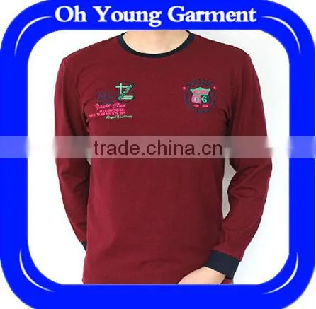 Brand-new Business Casual Magenta T-shirt For Men Design Trendy Aeropostale Long Sleeve T-shirt Top Quality Cheap Shirt Rib Fit