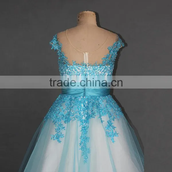Beaded Blue Evening Dress Short Mini photo-6
