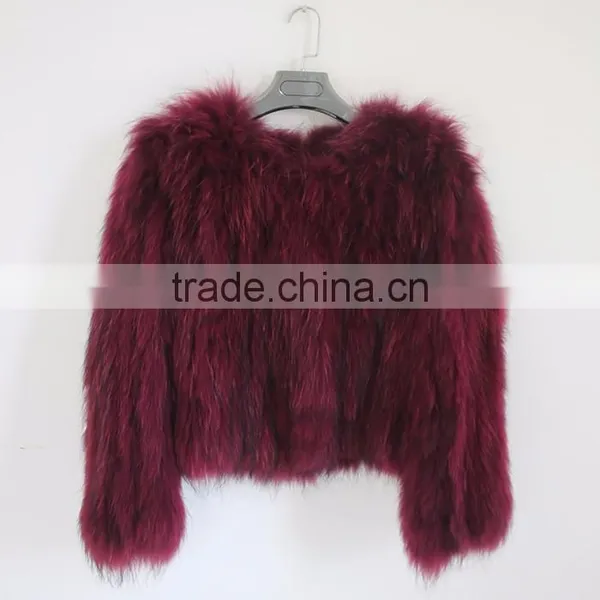 Myfur China Wholesale Lady Winter Fur Jacket Real Raccoon Fur Knitted Jackets photo-3