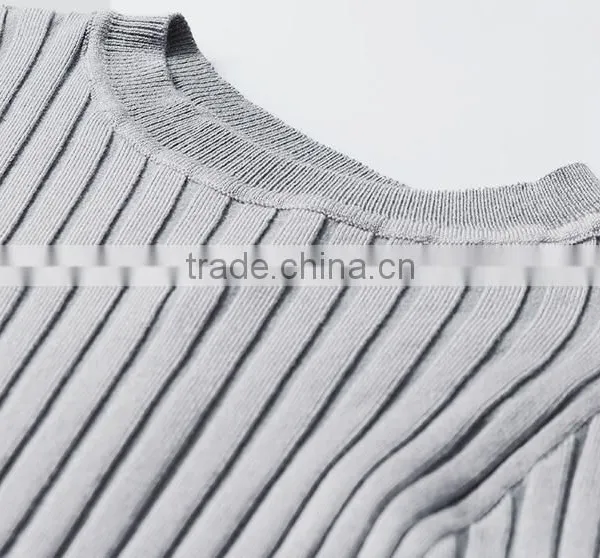 Womens Grey Cotton Knitted Pattern Long Sleeves Pullover Sweaters With Best Price photo-5