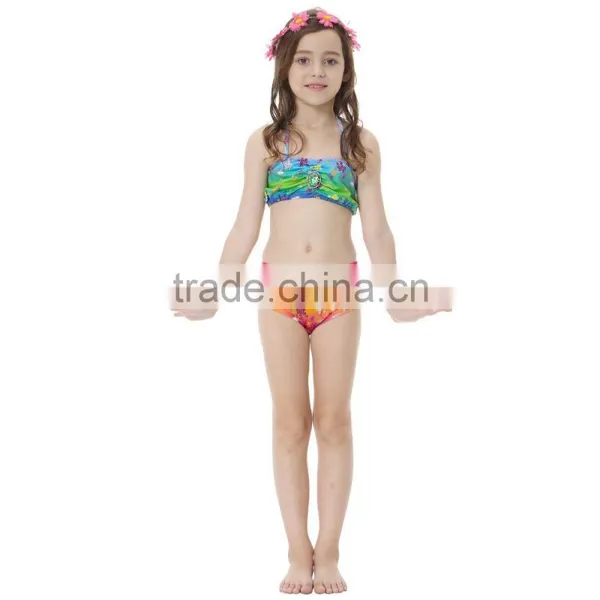New Kids Girls Mono Fin Swimmable 3Pcs Mermaid Tail Swimming Bikini Set Swimwear photo-4