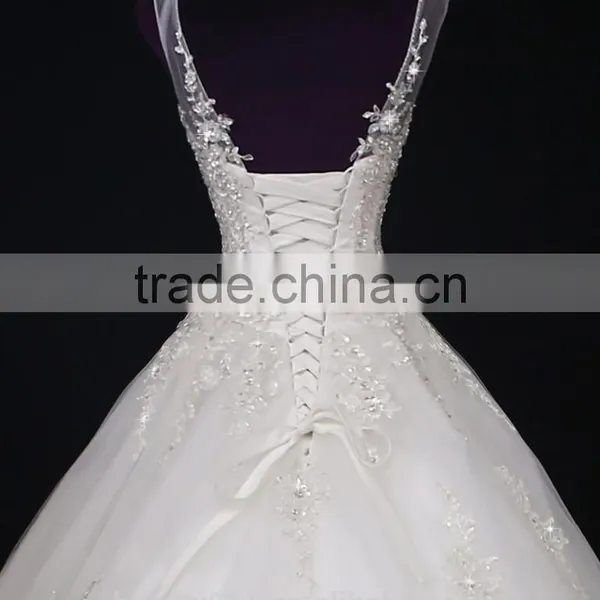 2017 New Style Luxury Beaded Round Neck Long Sleeve Mermaid Lace Wedding Dress BS42 photo-5