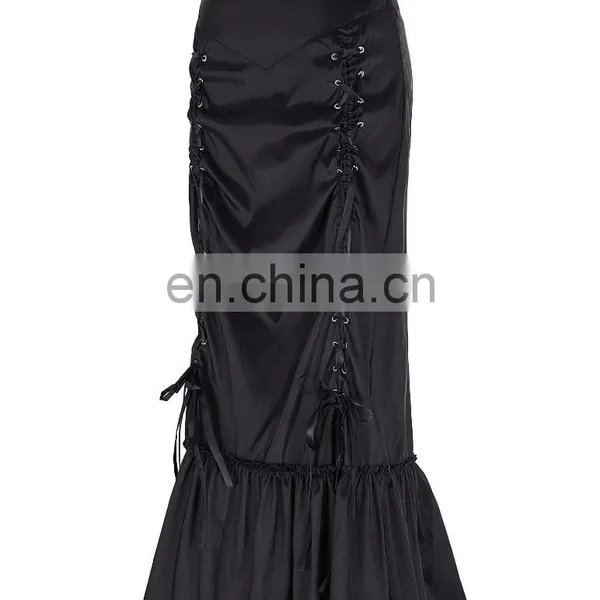Belle Poque Women's Vintage Retro Gothic Victorian Style N/T Taffeta Long Black Ruched Skirt BP000208-1 photo-2