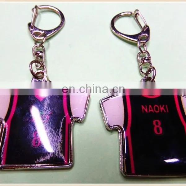 Cut Shape Promotional Metal Custom Keychain Logo Printing With Epoxy photo-3