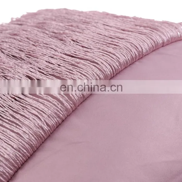 Solid Decorative Velvet Throw Pillow Cushion Cover With Long Fringe photo-5