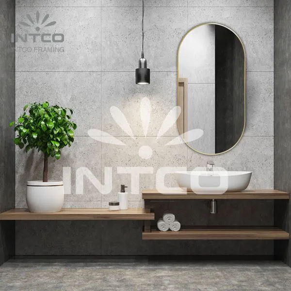 Aluminum Frame Wall Mirror, Pill Shaped Wall Mirror, Metal Frame Bathroom Mirror