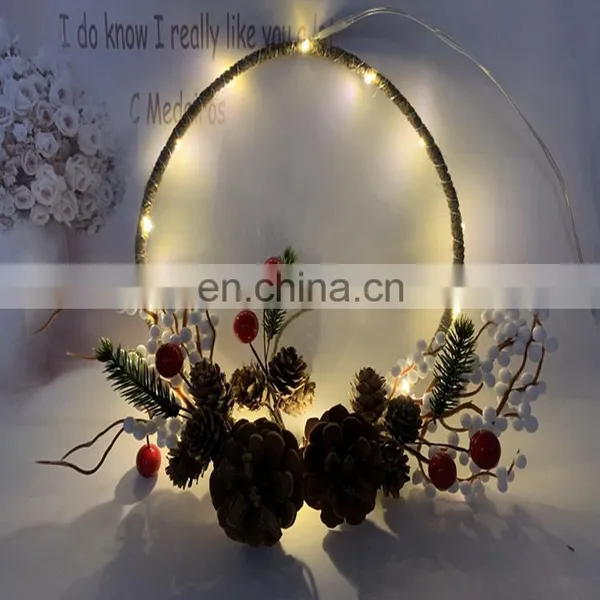 Christmas Pinecone/Cotton And Berry Wreath Copper Wire String Light photo-4