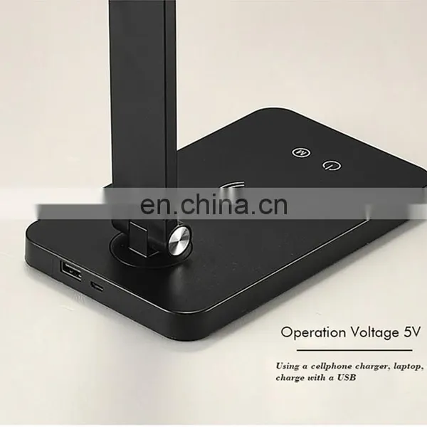 Custom LOGO OEM Modern Metal Bedside Led Table Lamp Phone Wireless Charging Desk Lamp photo-6