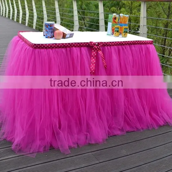 Romantic Wedding Party Birthday Supply Dessert Station Tutu Tulle Table Skirt Cover SD103 photo-2