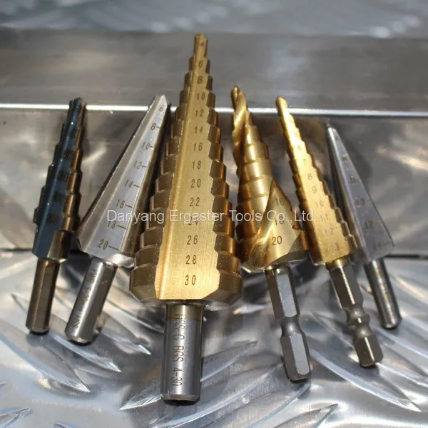 Brocas Step Drill Bit 4PCS Set, High-Speed Steel Step Drill Bit Set photo-2