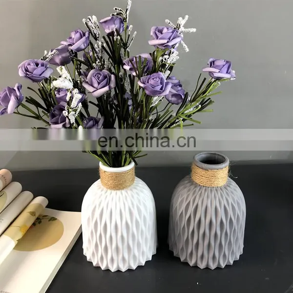 Modern Flower Vase Imitation Ceramic Flower Pot Decoration Home Plastic Vase Flower Arrangement Nordic Style Home Decoration photo-3