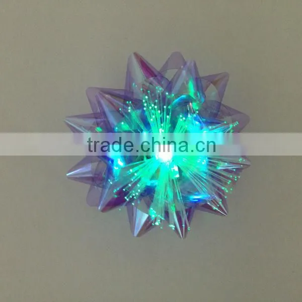 3.75" LED Star Ribbon Bow Optical Fiber Gift Lighting Up Star Bows, Christmas Tree Decorative LED Bow, LED Ribbon Bow photo-4