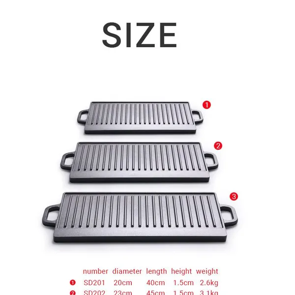 Factory Outlet Cookware for Home Outdoor Garden Kitchenware Cast Iron Double Side Reversible Grill Griddle BBQ Grill Plate photo-2