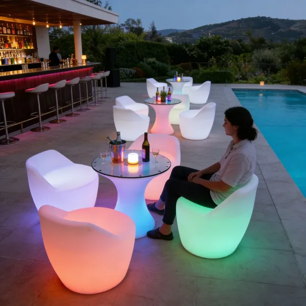 IP65 Waterproof Luminous Table Chair Set 16 Color Changing Design Fit for Outdoor Events Hotels Bars photo-4