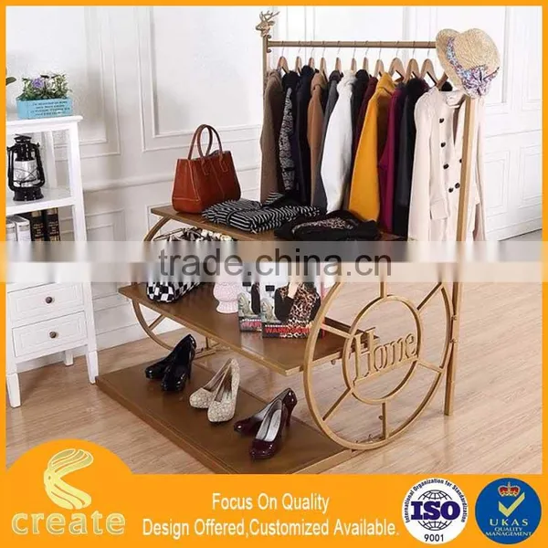 Clothing Display Stand for Your Boutique With Build in Shelf,metal Clothes Rack photo-3
