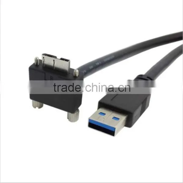 90 Degree Right Angled Micro USB Screw Mount to USB 3.0 A Type Data Cable 10ft