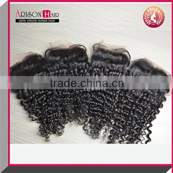 7a Grade Brazilian Hair Wholesale Kinky Curl Hair Lace Closure With 4*4 Bleached Knots photo-5
