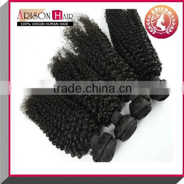 Top Grade 100% Brazilian Cheap Human Hair Kinky Curly Lace Closure With Hair Bundles photo-4