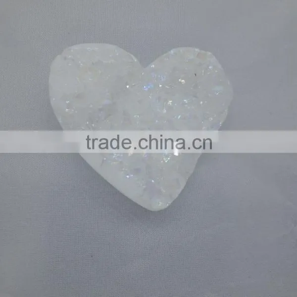 Natural Jewelry Accessory Agate White Druzy Heart Shape Pendant Loose Stone photo-3