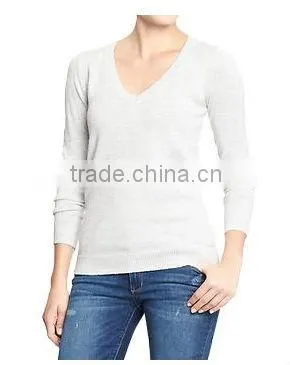 Factory Price Wholesale Women's V Neck Sweater New Design Blank Sweaters photo-2