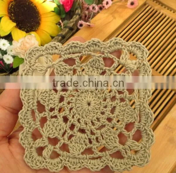 Hand Crochet Cotton Sequare Lace Doilies,DIY Accessories Decoration Cup Mat photo-5