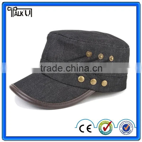 Black Washed Jean Cotton Women Military Cap Wholesale photo-2