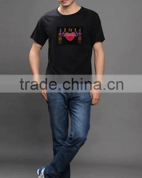 Sound Activated Light Up Flashing Rock Disco Equalizer EL LED T Shirt