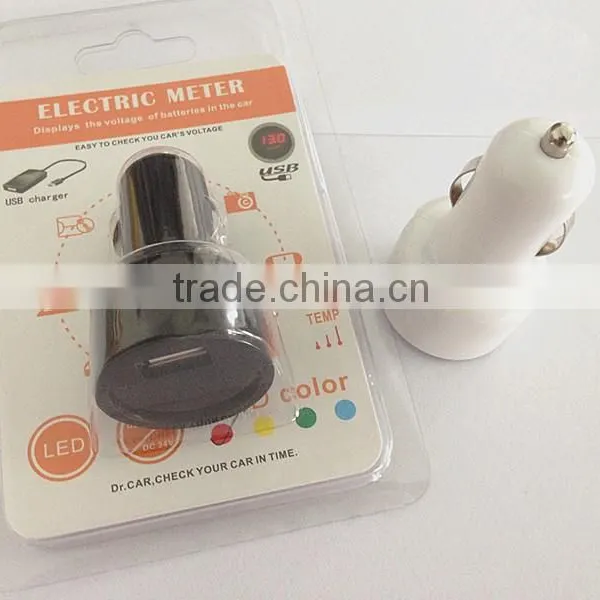 Factory Supply DC 12V Usb Black Car Electric Meter LED Digital Voltage Auto Mini Battery Meter