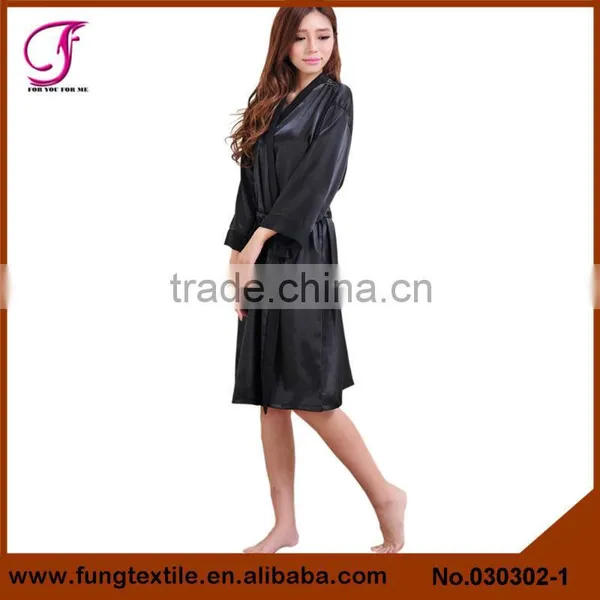 030302 New Style Plain Long Satin Robe photo-2